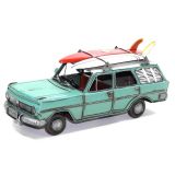 EH Station Wagonwith Surfboards Metal Car Ornament Teal 29cm