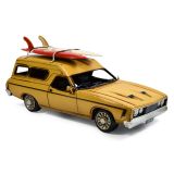 1976 Ford XC Falcon Panelvan with Surfboards Metal Car Ornament 28x12.5x9.3cm Yellow