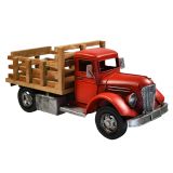 Farm Truck Metal Decorative Ornament 37x16x17cm Red