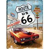 Nostalgic-Art Large Sign Route66 Red Car 30x40cm
