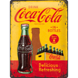 Nostalgic-Art Large Sign Coca-Cola - 1960 red/yellow - Logo Refreshing 30x40cm