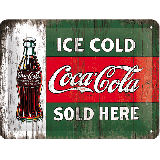 Nostalgic-Art Small Sign Coca-Cola - Vintage Evergreen - Ice Cold Bottle