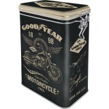 Nostalgic-Art Clip Top Tin Goodyear - Motorcycle 7.5x11x17.5cm