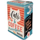 Nostalgic-Art Clip Top Tin Cats & Coffee 7.5x11x17.5cm