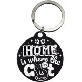 Nostalgic-Art Keyring Round Home Is Where The Cat Is Black