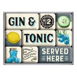 Nostalgic-Art 9pc Magnet Set Gin & Tonic Served Here