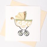 Quilled Greeting Card Pram 15x15cm