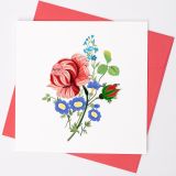 Quilled Card Red Rose and Flower Bunch