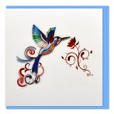 Quilled Card Hummingbird with Red Flower