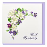 Quilled Card With Sympathy - Purple and White Flowers