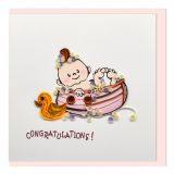 Quilled Greeting Card Congratulations Baby Pink 15x15cm