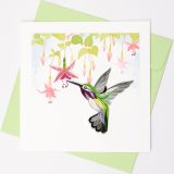 Quilled Card Hummingbird with Fuchsia 