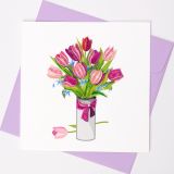 Quilled Greeting Card Pink Tulips 15x15cm