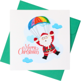 Quilled Greeting Card - Santa with Parachute 15x15cm