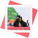 Quilled Greeting Card - Christmas Cats Tree 15x15cm