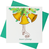 Quilled Greeting Card - Season's Greetings Bells 15x15cm