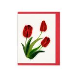 Quilled Mini Card Red Tulips