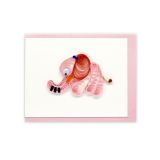 Quilled Mini Card Baby Elephant - Pink