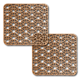 2pc Wooden Coasters 10x10cm - Crossed Circles