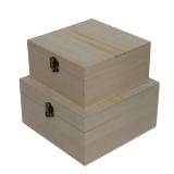 Wood Box With Catch Square Set 2