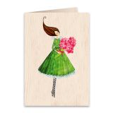 Wooden Greeting Card 11x16cm - Flowers