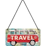 Nostalgic-Art Hanging Sign VW Bulli - Travel the World 10x20cm