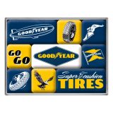 Nostalgic-Art 9pc Magnet Set Goodyear Logos