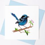 Quilled Greeting Card Western Australian Blue Wren 15x15cm