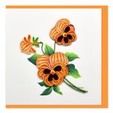 Quilled Greeting Card Orange Pansies 15x15cm