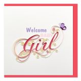 Quilled Greeting Card Welcome Baby Girl 15x15cm