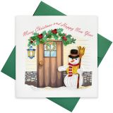 Quilled Greeting Card Christmas Snowman Door 15x15cm