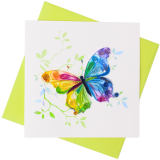 Quilled Greeting Card Multi-coloured Butterfly 15x15cm