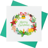 Quilled Greeting Card - Merry Christmas Wreath 15x15cm