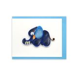 Quilled Mini Greeting Card Baby Elephant - Blue 8.5x6.4cm