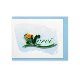 Quilled Mini Greeting Card Merci 8.5x6.4cm