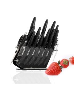 Wholesale 18pc Kitchen Knife Block Set Black Blade - Boyle