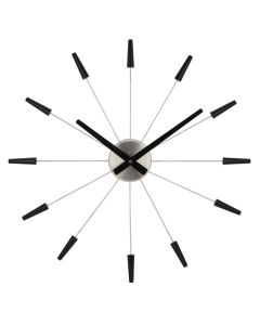 NeXtime Plug-Inn Wall Clock Stainless Steel Black 58cm