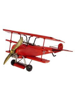 Red Baron Plane Red Metal Ornament 37.5cm