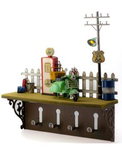 SHELF WITH HOOKS - PETROL PUMP 31cm