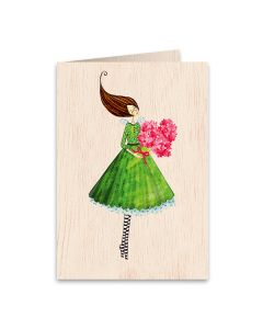 Wooden Greeting Card 11x16cm - Flowers