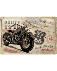 Nostalgic-Art Medium Sign Route 66 Bike Map 20x30cm