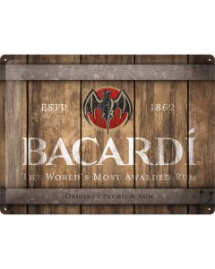 Nostalgic-Art Large Sign Bacardi - Wood Barrel Logo 30x40cm