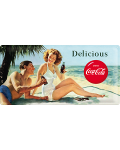 Nostalgic-Art Long Sign Coca-Cola - Beauties - Beach Couple 25x50cm