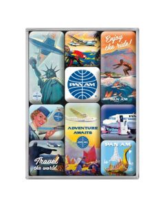 Nostalgic-Art 9pc Magnet Set Pan Am Travel The World Posters