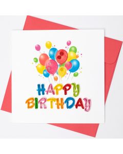 Quilled Greeting Card Happy Birthday Balloons 15x15cm