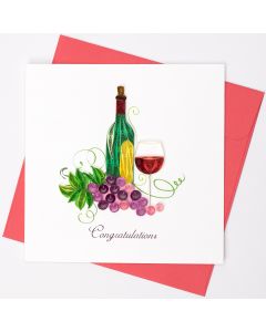 Quilled Card Congratulations - Wine and Grapes