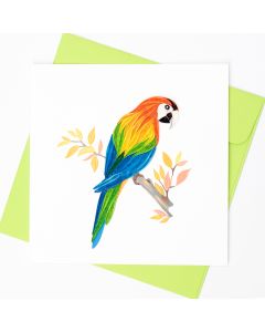 Quilled Greeting Card Parrot 15x15cm