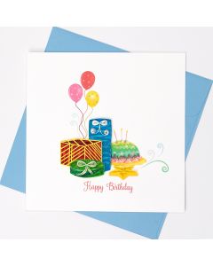 Quilled Card Happy Birthday Presents and Balloons