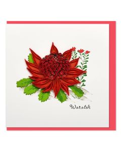 Quilled Greeting Card Waratah Flower 15x15cm