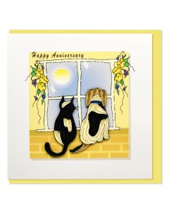 Quilled Card Happy Anniversary Cat and Dog